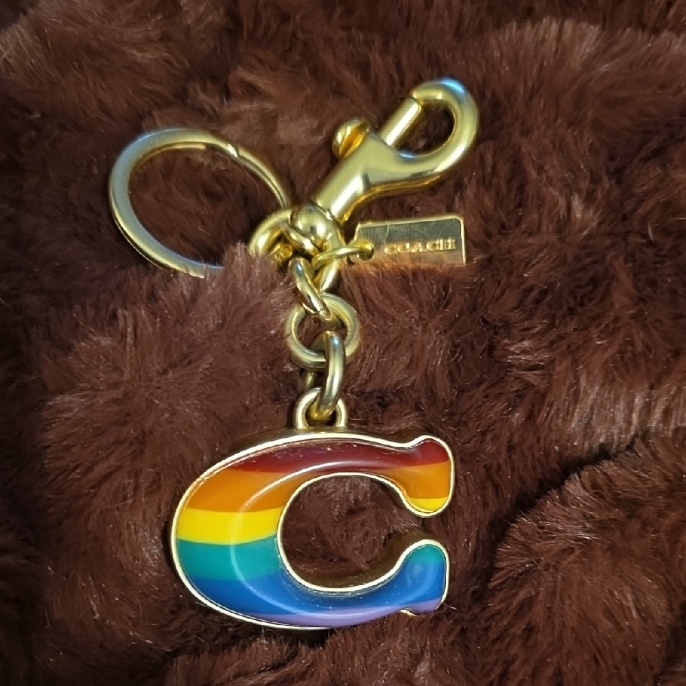 Coach Multicolor C Keychain with Gold Hardware